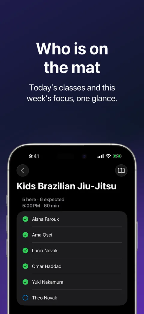 Classes in Kihon Staff on iPhone: today's classes and the week's focus